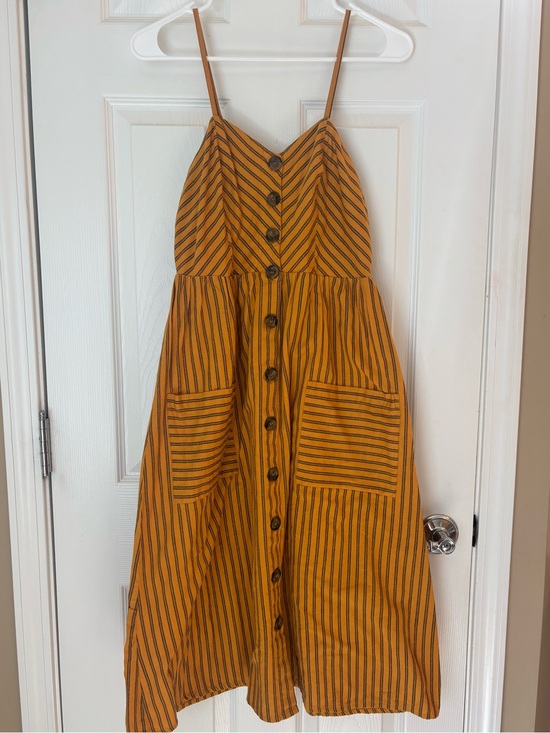 Japna Dresses & Skirts - Japna Mustard Yellow Striped Midi Dress